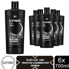 Lynx Black Shower Gel with Frozen Pear & Cedarwood HD Fragrance 700ml, 6 Pack 7.50 per litre