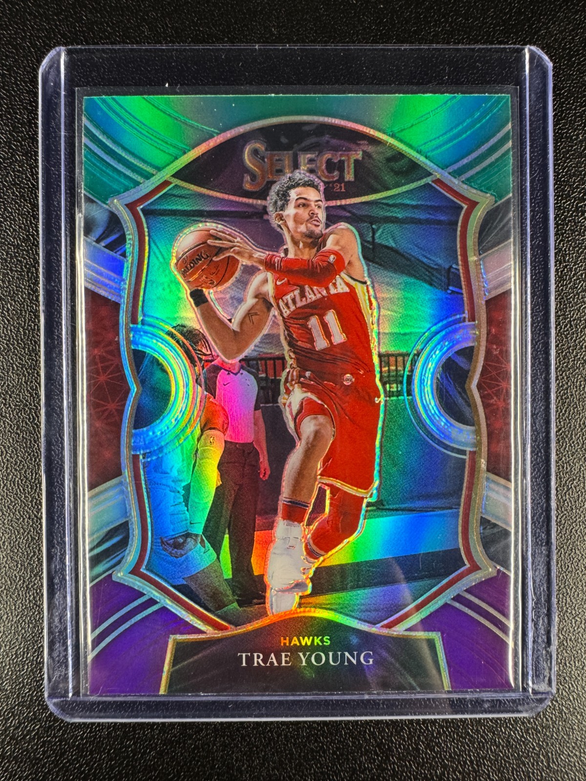 2020-21 Panini Select - Concourse Trae Young #2 Green White Purple Prizm