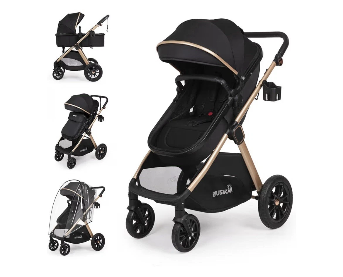 6 in 1 convertible baby stroller with cradle - Foldable baby stroller with footm
