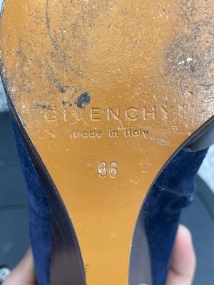 Givenchy Boots Womens 36 Eu 5.5 Us Navy Suede Wedge Heel Buckle