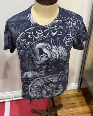 Vintage Azteca Aztec Warrior AOP Double Sided T Shirt Mens M