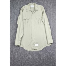 Nudelman U.S. Forest Service Shirt Mens 17 Khaki Vintage Long Sleeve Dress Shirt