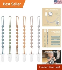 6 Pack BPA Free Silicone Baby Pacifier Clips - Safe, Soft & Durable Design