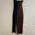 Western Full Chaps Leg Covers Brown Suede Leather Blue/White w/ Side Zipper Med — photo 3