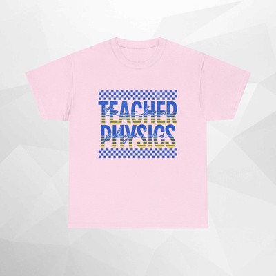 Teacher Physics T-Shirt | Checkerboard Stripes Science Design
