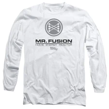 Back To The Future Ii Mr. Fusion Logo Mens Long Sleeve Shirt White Officially Li