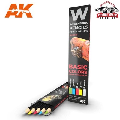 AK Interactive Basic Colors & Demotion Shading Effects Weathering Pencil Set 5 P