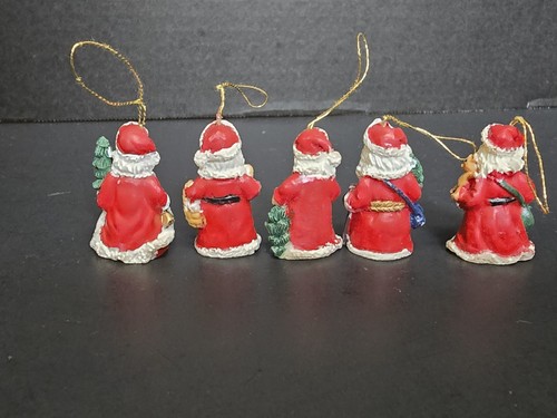 Minature Santa Lot Of 5 Ornament Tree Bear Red Christmas Diorama Decorations - Picture 6 of 14