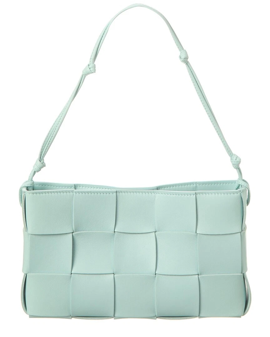 Bottega Veneta Cassette Mini Intreccio Leather Shoulder Bag Women's Blue