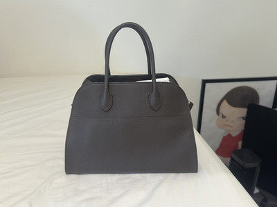 The Row Margaux bag 12/ Deep Brown Soft Leather with silver hardware 
