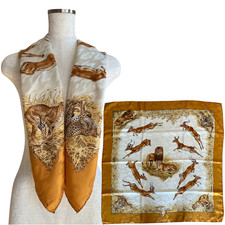 HERMES Carre 90 "Kenya" 100 Silk Scarf Vintage Rare Cleaned