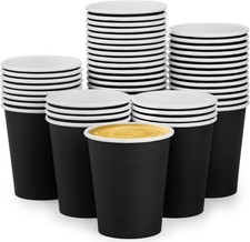 50 Pack 8 oz Disposable Paper Cups, Black Paper Coffee Cups  Hot/Cold Beverage