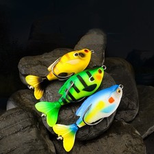 5PCS Rotating Tail Popper Wobbles 7cm 9.7g Topwater Soft Bait Bass Pike