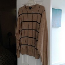 Dockers Sweater Tan Green Black Check Pull Over Golf Knitted Dad Top NWOT