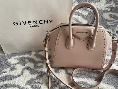 Givenchy Handbag Pink Beiged Leather Studded Antigona Used From Japan