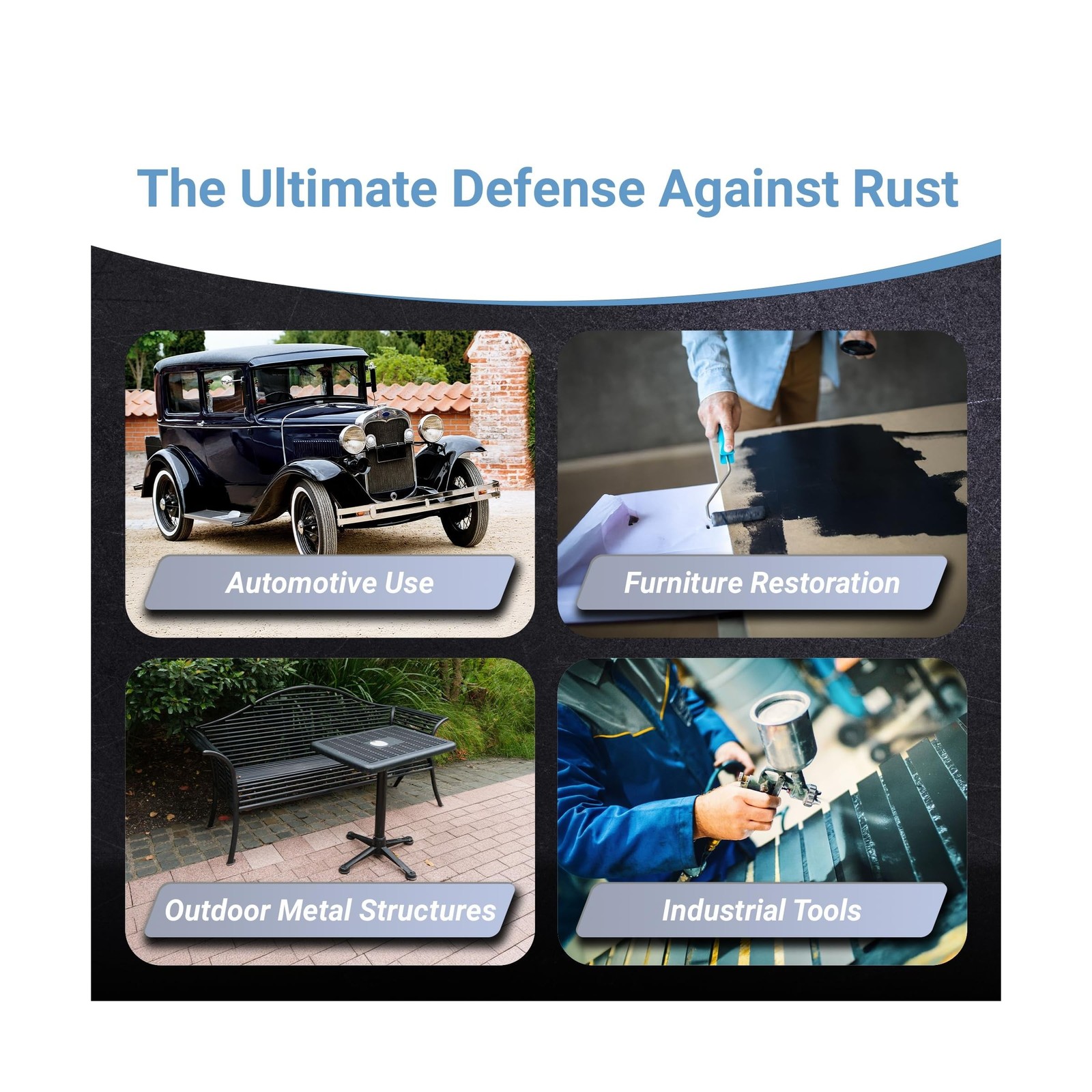 RUST BULLET BlackShell - Gloss Black - 4 Oz - Corrosion Preventive Coating, U...