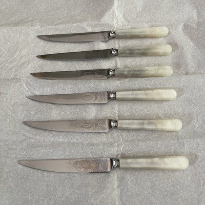 SHEFFIELD EVERBRITE ENGLAND Faux Pearl Handle Steak Knives (6