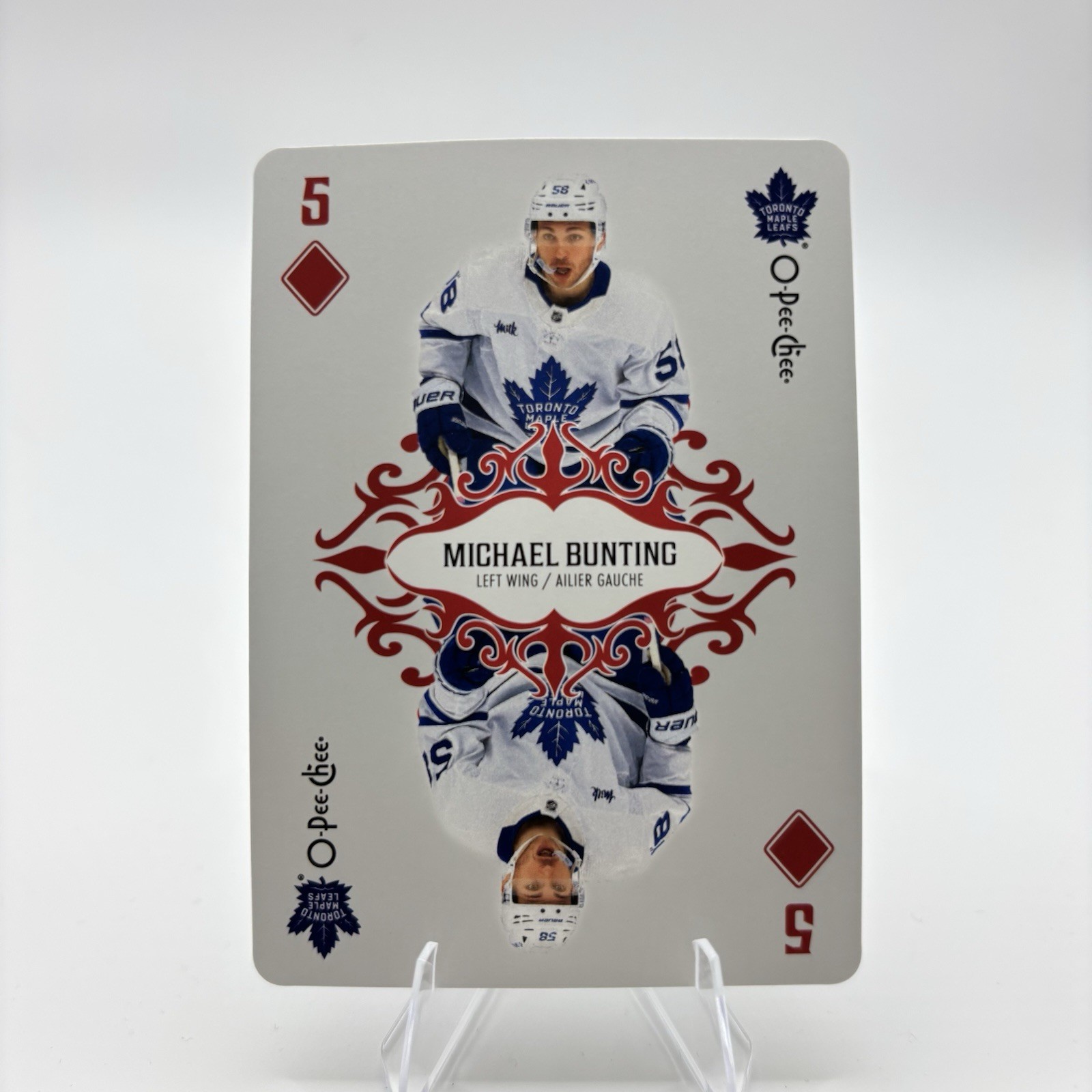 Michael Bunting 2022-23 O-PEE-CHEE SP PLAYING CARDS 5 of Diamonds Maple Leafs