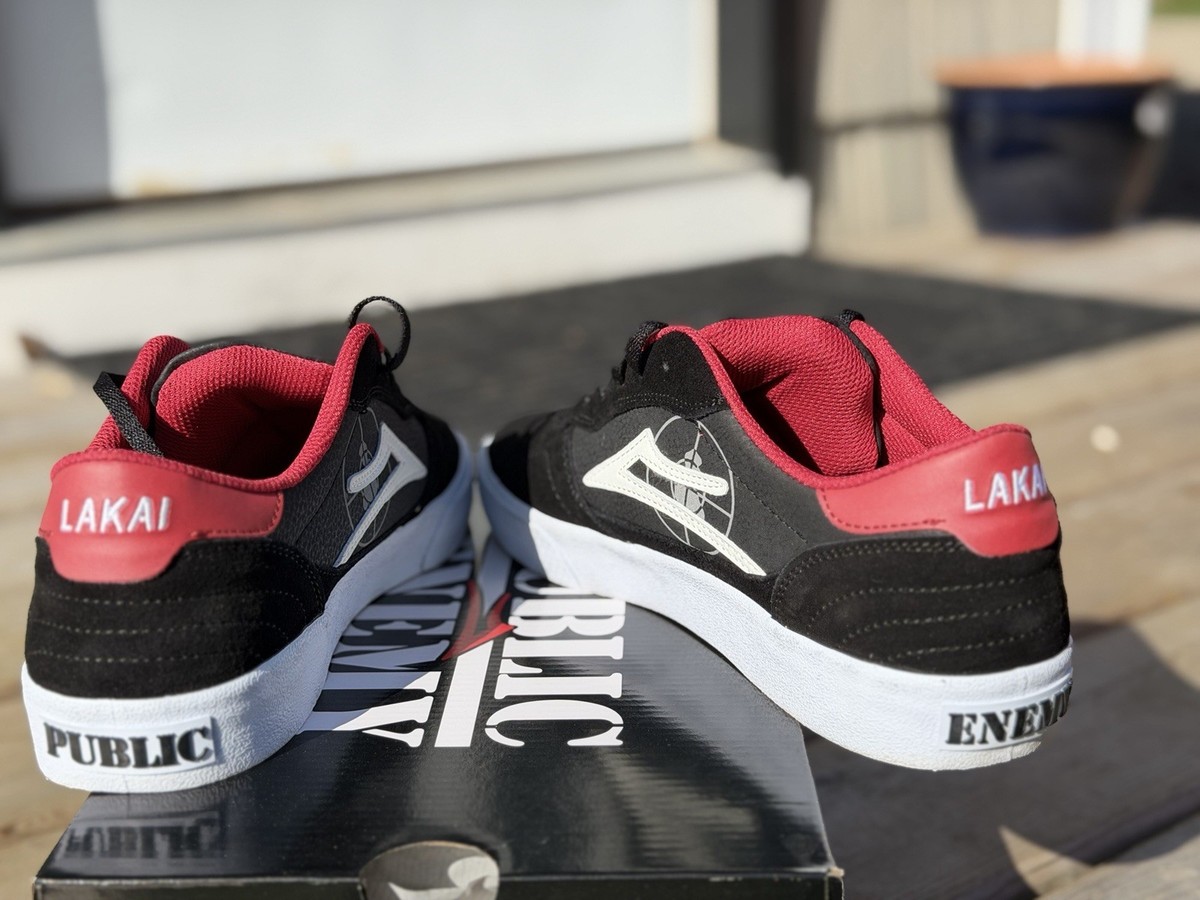 Lakai x Public Enemy Cambridge Shoes Men's 10.5 Black Red Skate
