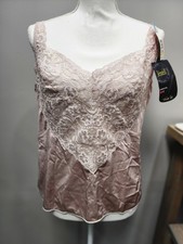 Vintage Vanity Fair Camisole Womens 40 Iced Coffe Satin Lace USA 90s Tank