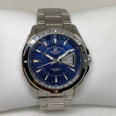 Casio Edifice EF-129 5125 Men's Watch day date Blue Dial 100MWR 45mm running
