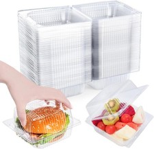 100 Pack Clear Clamshell Food Containers, Disposable Plastic Hinged Clamshell Ta