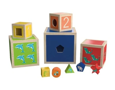 PLAYTIVE(DELTA-SPORT HANDELSKONTOR GMBH) Playtive Motorikspielzeug Holz Regenbogen Stapelwürfel 10 teilig ab 1 Jahr