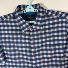 Nat Nast Shirt Mens XL Blue Plaid Silk Blend Short Sleeve Luxury Camp Bowling