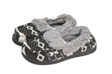 Muk Luks 16865-005 Slippers Shoes Womens Size 9.5 Black Multi Knit Faux Fur