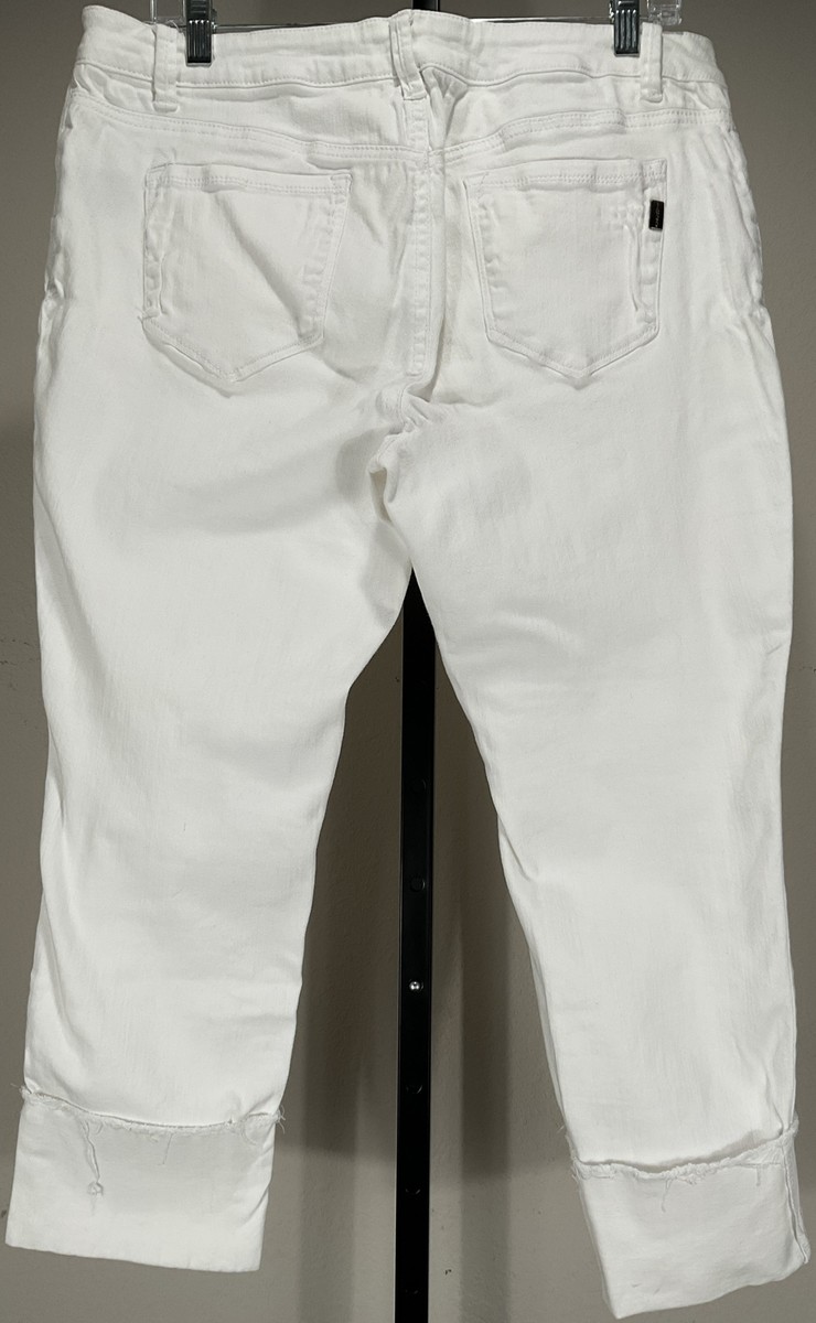 1822 Taylor Cuffed Cropped Jeans Sz 12 White UK