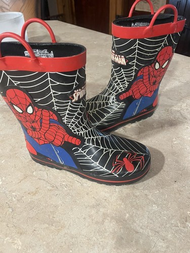 Stivali da pioggia Marvel Spiderman bambino taglia 13/1 super carini! Tanti segni di usura rimasti!!