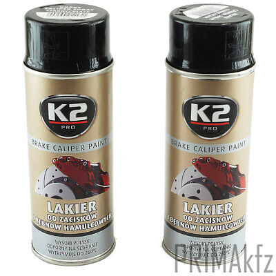2x ORIGINAL K2 Bremssattellack Spray Brake Caliper Paint Schwarz 400ml 