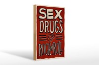 Holzschild Spruch 20X30 Cm Sex Drugs Rock N Roll Holz Deko Schild Wooden Sign