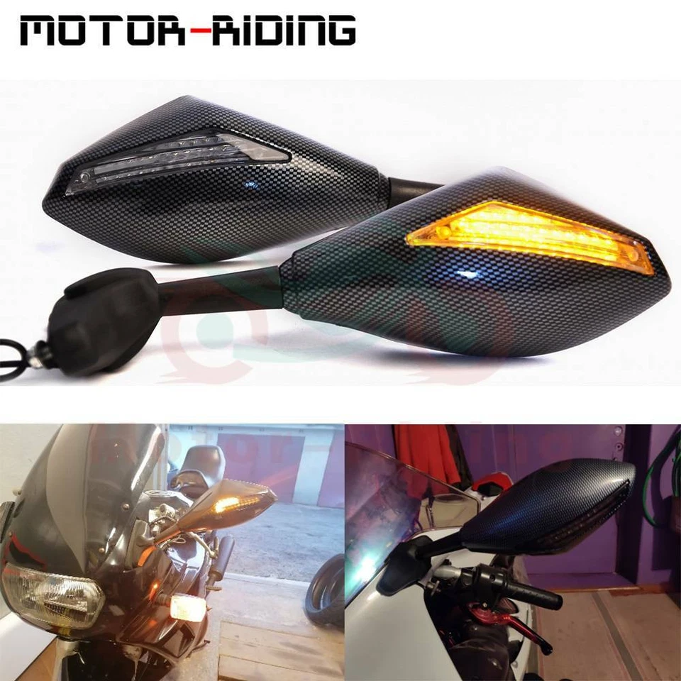 Espejos retrovisores LED intermitentes para Honda CBR900RR CBR929RE CBR954RR CBR1000F Foto 3 de 4