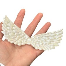 Angel Wings White AB Large  Appliques Ideal for Christmas Craft W8 x 10
