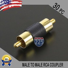 30 Pcs Bag Male To Male RCA Couplers BLACK w/Gold Plated Connector PACK Lot US