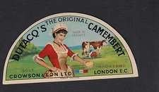 Ancienne   étiquette Fromage France  BN11721 Camembert Dutacq Royaume Uni 