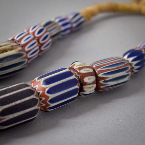 Six Layer Chevron Venetian Trade Beads 34 Inch - Picture 7 of 12