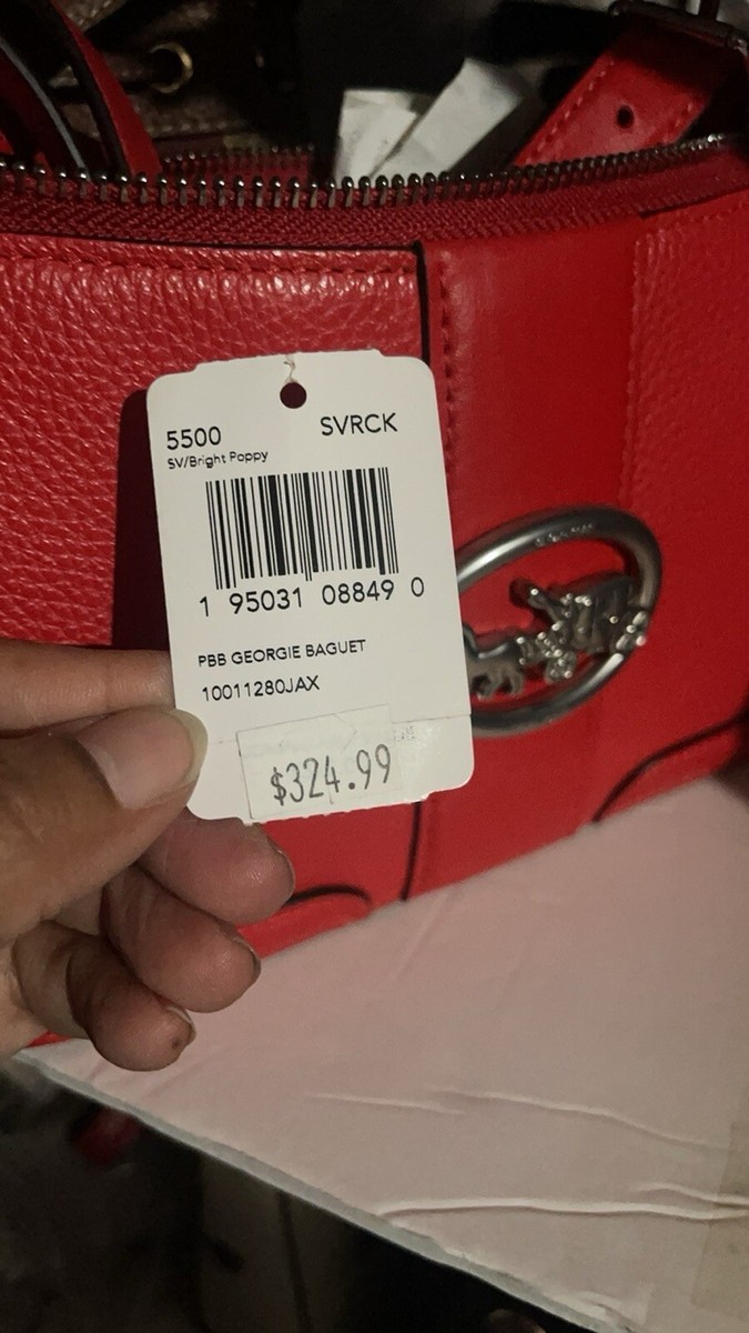 NWT Coach Georgie Baguette Red Pebble Leather #5500