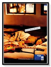 Visa Credit Card Sleeping Man & Guitar Vintage 2002 Print Magazine Advertisement