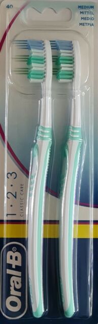 Oral-B 1.2.3 Classic Care Medium Toothbrush SEALED NEW Pack Of 2 Dental Care