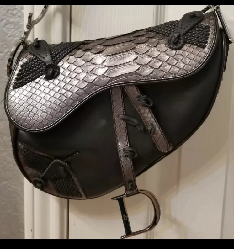 dior saddle bag black leather