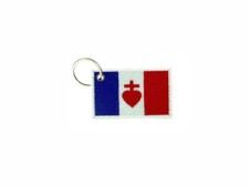 Keychain keyring embroidered patch double sided flag france sacre c ur