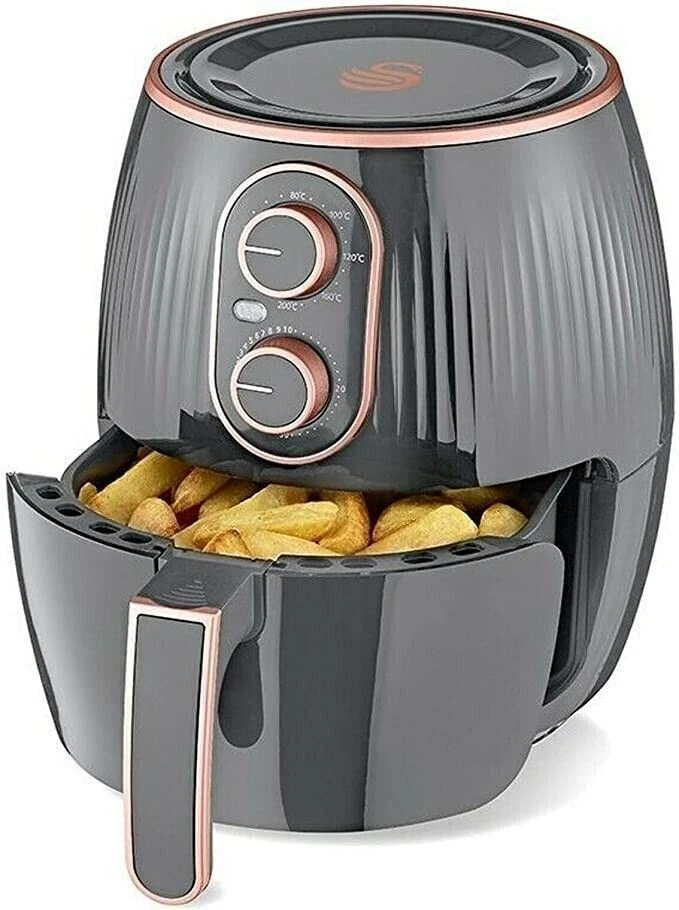 SWAN Carlton Air Fryer Non Stick Family Kitchen Modern Grey Rose Gold Cooker