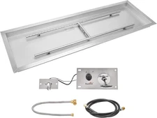 Stanbroil 48 x 14 inch Rectangle Fire Pit Kit with Spark Ignition, Drop-in Natur