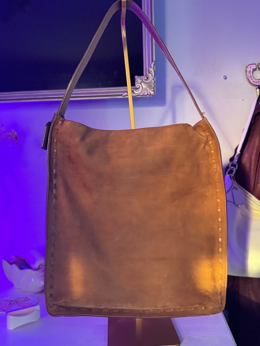 Vintage COACH Brown Nubuck Leather Hobo Shoulder Bag E-02 9474