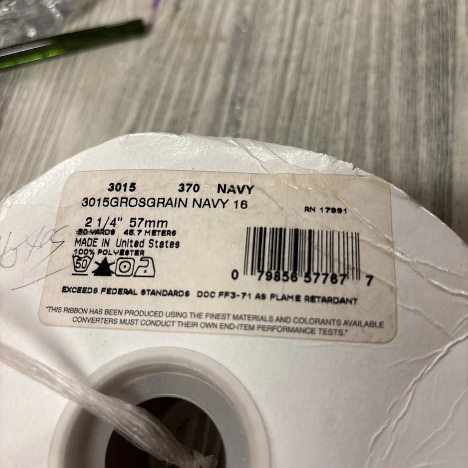 VTG Crafted Creations Navy 2 1/4” Grosgrain Ribbon 45 Yds NOS - Image 3 of 4