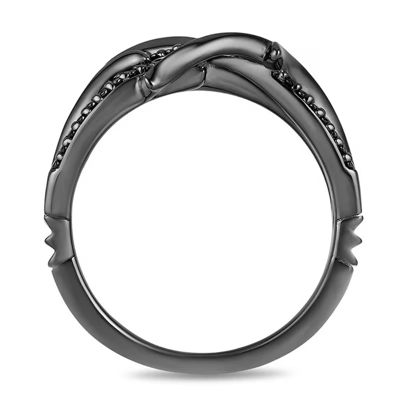 Anillo de compromiso de diamantes negros creado en laboratorio rodio negro plata de ley 925 Foto 3 de 4