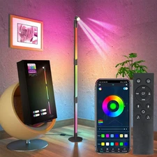 Corner Floor Lamp RGB LED Color Changing Standing Lamp Remote Control Music Sync