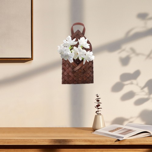 Cestino da Appendere Portaoggetti da Parete Piccolo Cucina Cestini Legno Decorativo - Foto 5 di 12